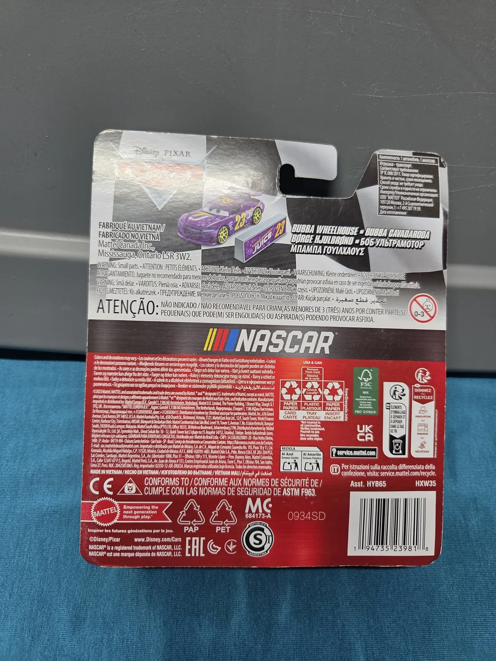 Disney Pixar Cars 2024 NASCAR #23 BUBBA WHEELHOUSE Metal 1/55 BUBBA WALLACE